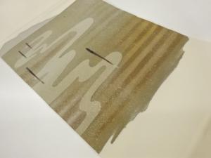 作家物　塩瀬金銀彩流水に横段模様名古屋帯